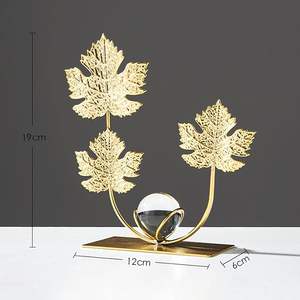 Statue de feuille en métal nordique ornements feuille d'or décoration de bureau Sculpture de feuille Vase mural multifonctionnel pour bureau à domicile - Product Image 4