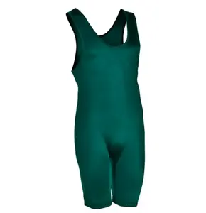Kualitas Terbaik grosir pakaian olahraga Singlet gulat satu bagian Singlet gulat warna hijau bernapas