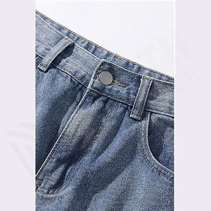 Jean en denim délavé coupe droite ample pour homme, style vintage, respirant, longueur intégrale, personnalisable pour l'hiver - Product Image 4
