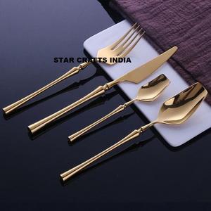 Ensemble de couverts en acier inoxydable poli miroir de luxe 4 pièces de haute qualité, vaisselle de mariage or argent, va au lave-vaisselle pour les enfants - Product Image 3