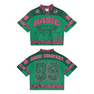 Nouveauté Maillot de sport en maille personnalisé avec nom et numéro Streetwear Maillot rétro en maille Coupe ample Maillot de football américain court pour les fans - Product Image 4
