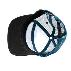 Chapeau de camionneur Hiphop à bord plat 7 panneaux avec logo personnalisé casquette en gros de haute qualité blanc/bleu couleur plastique boucle chapeau de camionneur - Product Image 3
