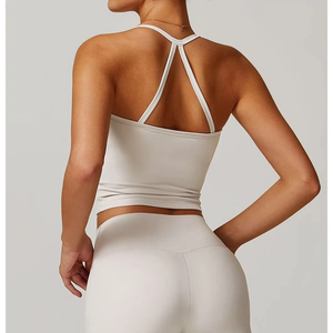 Soutien-gorge de sport pour femme à dos croisé, maintien élevé, push-up, coussinets amovibles, devant en spandex/nylon, vêtements de sport de fitness, confortable, effet seconde peau - Product Image 6