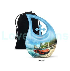 Vente chaude beau coucher de soleil voiture larme crémation adulte urne pour cendres humaines décoratif grande croix urne funéraire - Product Image 4