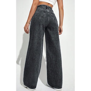 Fashion <b>Women</b> Wide Leg Grey <b>Jeans</b> High Rise Loose Fit Eco-Friendly Plating Modern Street Style Size 26-40 OSCA International - Product Image 5