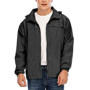 Veste coupe-vent pour homme en toile imperméable à capuche avec logo frontal, design personnalisé, respirante, style streetwear - Product Image 4
