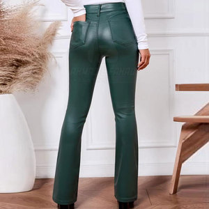 Pantalones Casuales de Cuero para Mujer, Hechos a Mano, Personalizados, de Invierno, Corte Recto Medio, Transpirables, Cómodos, Ecológicos, Resistentes al Viento - Product Image 5