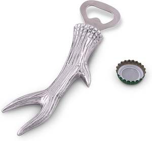 Ouvre-bouteille en aluminium en bois de cerf-Ouvre-bouteille de bière rustique pour hommes Tête en acier inoxydable forgée Ouvre-bouteille unique - Product Image 2