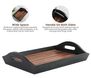 Bandeja de servicio de paneles Sheesham hecha a mano, plato de servicio decorativo para mesa de desayuno, Mostrador de cocina decorativo para comer aperitivos - Product Image 4