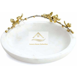 Aluminum and Glass <b>Mirror</b> Gold Plated <b>Bamboo</b> Shape Metal Frame Modern Fancy Designer Tray for Hotels & Restaurants Tableware - Product Image 2