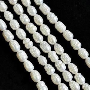 Genuine White Freshwater Potato Baroque <b>Pearl</b> Beads 9x7-10x8mm Natural <b>Loose</b> White <b>Pearls</b> 15 Inch Strand for Jewelry Making - Product Image 5