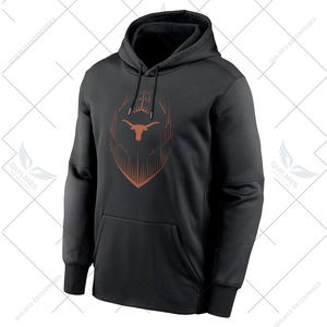 University Texas Longhorns Casual Winter Football Performance Pullover Sudadera con capucha Negro-Icono ligero Diseño forrado Sólido con capucha - Product Image 5