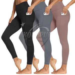 Leggings de sport et de yoga pour femmes, taille mi-haute, respirants, pleine longueur, en polyester doux, avec poche, pour la gym et le fitness, personnalisables en gros - Product Image 6