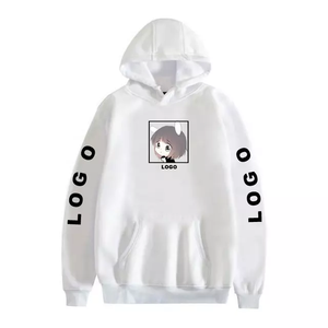 Sweat à capuche anime surdimensionné pour hommes en tissu français personnalisé en gros pas cher prix broderie Logo 6XL pluvier blanc uni essentiel - Product Image 5