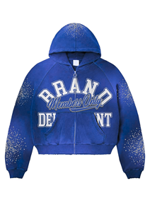 Sudadera con Capucha Personalizada con Estampado y Bordado, con Pedrería, Tela Lavada, Corte Holgado, Ideal para Moda Moderna - Product Image 6