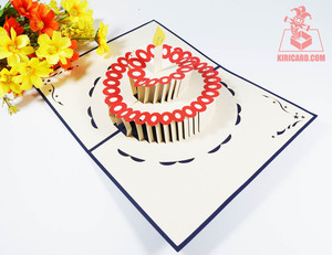 2022 Customized Fairy Style Pop-up Birthday Card UV Printed Handicraft Paper Gift with Dark Blue <b>Cover</b> Wholesale in Vietnam - Product Image 4