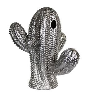 Sculpture décorative en aluminium en forme de cactus, texture intégrale, finition argentée, style luxueux, best-seller, accent décoratif pour la maison - Product Image 1