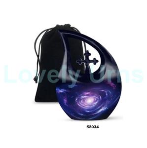 Beautiful Cross Tear Drop Galaxy Cremation Urn for Human Ashes Decorative Tear Drop Keepsake Urn With Free <b>Velvet</b> <b>Bag</b> - Product Image 6