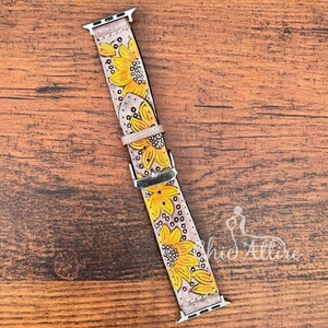 สายนาฬิกาหนังแบบเครื่องมือทาสีและทำจากหนังแบบตะวันตกสายนาฬิกาแกะสลักทำด้วยมือตามสั่งสำหรับผู้หญิง - Product Image 1