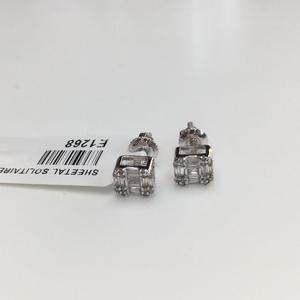 Boucles d'oreilles élégantes en or blanc de haute qualité avec diamants naturels bijoux fins pour filles et femmes - Product Image 4