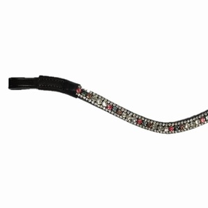 Personalizado Multicolor Tres Filas Cristales Diamante Bling cadena Forma Curva Negro Inglés Cuero Caballo ceja banda para brida - Product Image 3