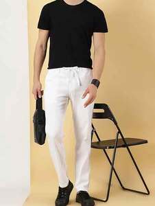 High Quality Custom Sweatpants for <b>Men</b> Oversized Casual Winter <b>White</b> Pants with Stacked Pattern Fabric Material - Product Image 4