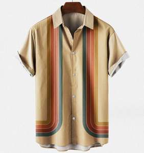 เสื้อฮาวายผู้ชาย โพลีเอสเตอร์ แห้งเร็ว เสื้อชายหาด ลายทรอปิคอล แขนสั้น สำหรับวันหยุดพักผ่อน สไตล์ลำลอง - Product Image 4