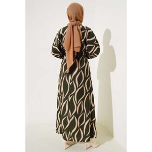 Robe ceinturée à manches chauve-souris kaki - Product Image 4