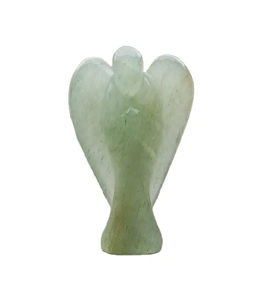 Bellissimi cristalli verde aventurina guarigione pietra Chakra Reiki pietra preziosa scolpita a mano piccolo angelo per la vendita dall'India