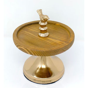 Support à gâteau en bois de forme ronde fantaisie support à gâteau en bois de qualité de luxe avec argenterie en métal support à dessert sucré au prix le plus bas - Product Image 4