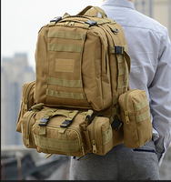 Sac à dos multifonctionnel imperméable de 55L pour l'extérieur, sac à dos de randonnée de grande capacité, sac à dos tactique