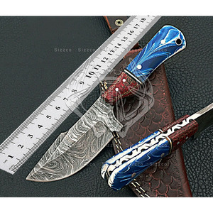 Sizzco มีดตั้งแคมป์เหล็กดามัสกัสทำด้วยมือปรับแต่ง OEM ความสวยงามหลากสี - Product Image 6