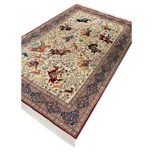 Tapis en soie noué à la main Gulmarg Ivory Pae-5003, tapis rectangulaire moderne à motifs floraux, viscose, polyester, nylon, tufté, imprimé, décoration intérieure - Product Image 2