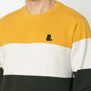 Summer Men's Color Block Crew Neck Oversized Pullover <b>Sweatshirt</b>-100% Cotton Knitted Breathable Casual <b>Vintage</b> Style - Product Image 2
