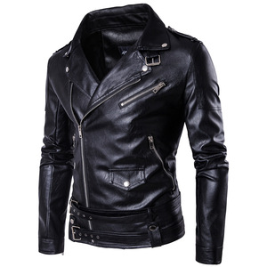 Otoño Invierno hombres Casual cremallera PU chaqueta de cuero hombres ropa delgada manga larga cuero moda chaqueta motocicleta chaqueta - Product Image 2