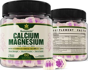 Vigo-Suplemento de Calcio <span class=keywords><strong>con</strong></span> Vitamina D3 K2 <span class=keywords><strong>Zinc</strong></span> para Hueso, Algas Calcio Magnesio Relación 2:1, Gomitas de Calcio 70 + Minerales Traza - Product Image 1