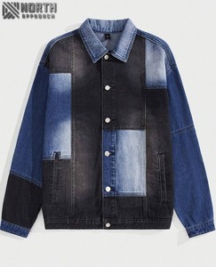 Chaqueta vaquera para hombre, talla personalizada 2025, ajustada y regular, ropa de invierno, transpirable, secado rápido, logotipo frontal, alta calidad, venta al por mayor - Product Image 1