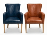 Fauteuil traditionnel à dossier haut en cuir PU avec pieds en bois, chaise longue confortable pour le bureau et l'usage commercial, salle à manger
