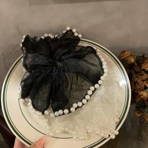 ربطات شعر كبيرة الحجم XXL أنيقة، رباط شعر مطاطي كبير، ربطات شعر مصممة باللؤلؤ، ربطات شعر عملاقة من الأورجانزا - Product Image 5