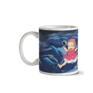 แก้วนมเซรามิก Ponyo with Fish Studio Ghibli ขนาด 400 มล. ใช้กับไมโครเวฟได้ ดีไซน์ทันสมัยสไตล์ตะวันตก เหมาะสำหรับกาแฟ - Product Image 2