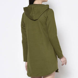 Pull à capuche 100% coton personnalisé en gros Sweats à capuche respirants anti-boulochage pour femme Sweats à capuche longs pour femmes Style de rue à la mode - Product Image 4
