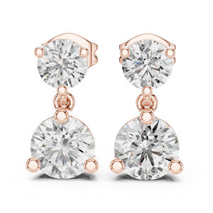 Pendientes de Fiesta para Mujer en Oro Rosa de 14K con Diamantes Redondos Cultivados en Laboratorio, Regalo de Aniversario Nupcial Certificado de Lujo, Elegante - Product Image 1