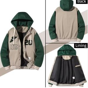 แจ็กเก็ตเบสบอลทีมตัวแทนของผู้ชายเสื้อโค้ทแบบมีซิปมีฮู้ดแบบลำลองผ้าฝ้ายสำหรับสวมใส่ในฤดูใบไม้ร่วงฤดูหนาว - Product Image 3