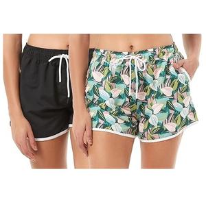 Short de bain écologique pour hommes, mode estivale, logo personnalisé, imprimé de flammes, design en maille solide, taille élastique, noir, vente en gros - Product Image 3
