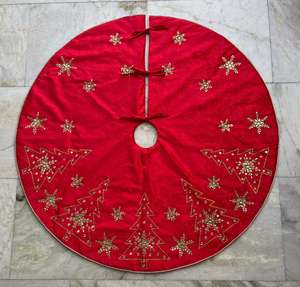 Stylish <b>Beaded</b> Fabric Christmas Tree <b>Skirt</b> Premium Stand Customizable Size Color Eco-Friendly for Sophisticated Holiday Decor - Product Image 1