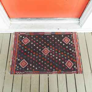 Tapis imprimé à motifs vintage : épais, bohème, décor kilim turc, avec poils doux - Product Image 5