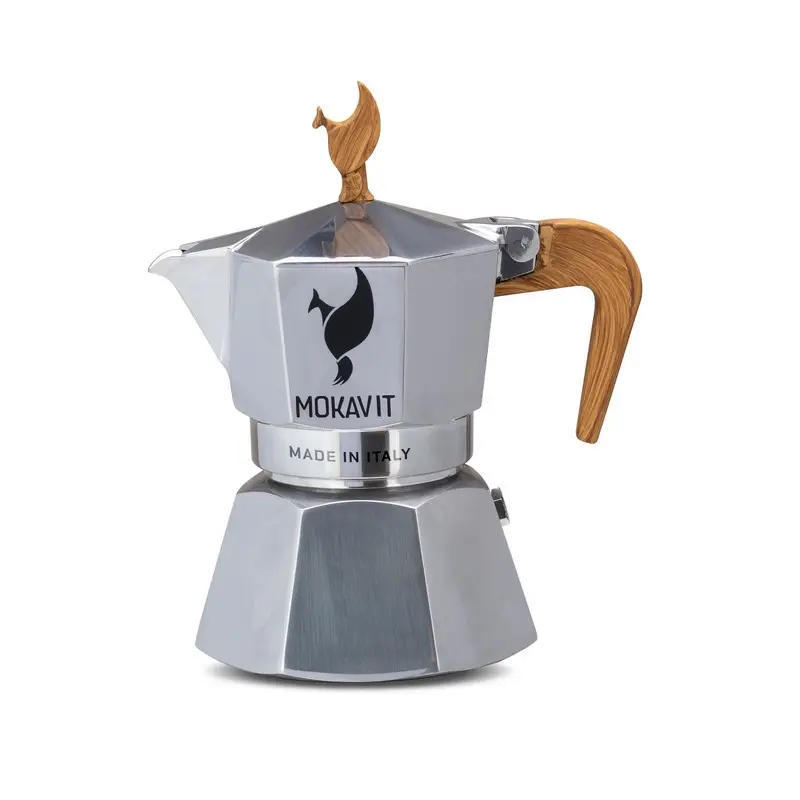 Tirol Coffee Moka Pot Aluminum Espresso Coffee Maker Wood Handle 3 Cups Heat Resistant Kitchen Tools Accessories