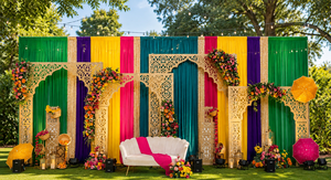 Moroccan Style <b>Backdrop</b> Screens Heena Night Decor Laser Cut Metal <b>Frames</b> Wedding Stage Lightweight Customized Size Manufacturer - Product Image 5