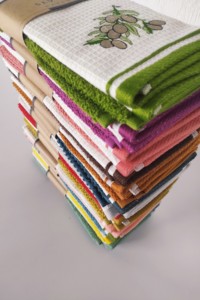 Green Olive Embroidery Kitchen <b>Towel</b> Set of 2 (40*60cm) Double Sided Terry And Pique Mix Soft And Absorbent 420GSM - Product Image 3