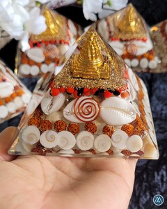 Vente en gros 70-75mm Agate Quartz cristal générateur de richesse Gomati Chakra Orgone pyramide Reiki pierre précieuse meilleure qualité sculpté guérison - Product Image 3